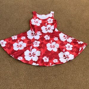 Girls pullover dress in red with white flowers